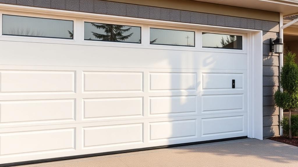 Modern secure garage door with safety features highlighted